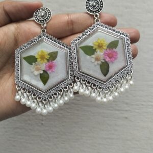 Floral hexagon jhumka