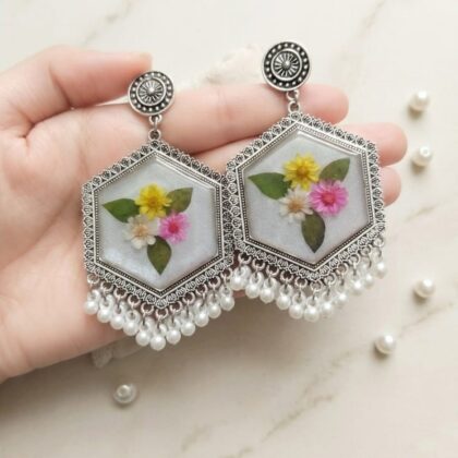 Floral Hexagon Jhumka