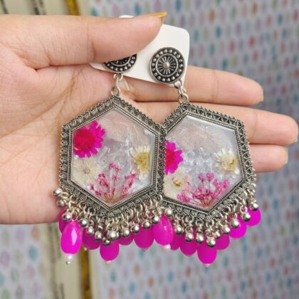 Antique Blossom Hexagon Resin Jhuma